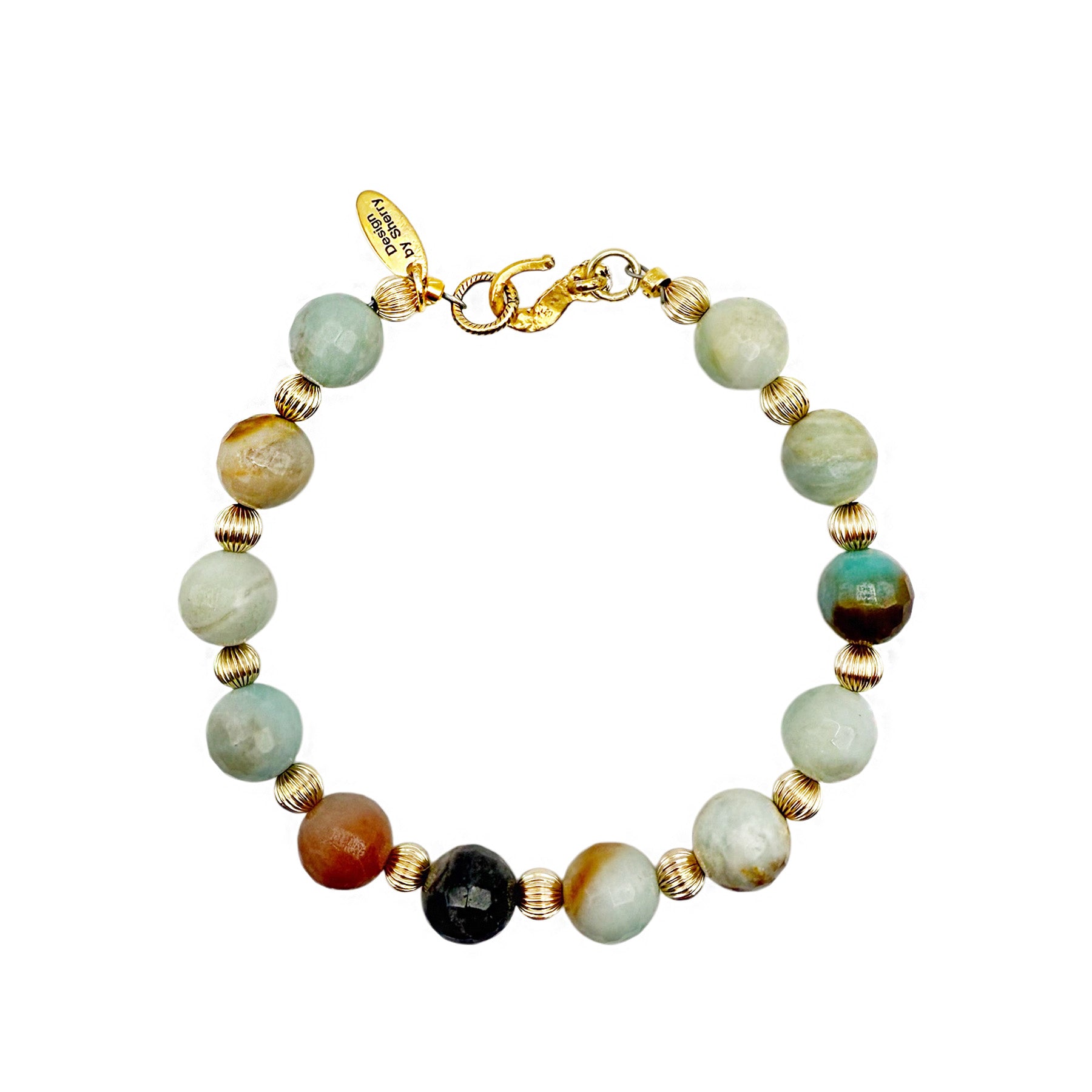 AMAZONITE AND GOLD BRACELET