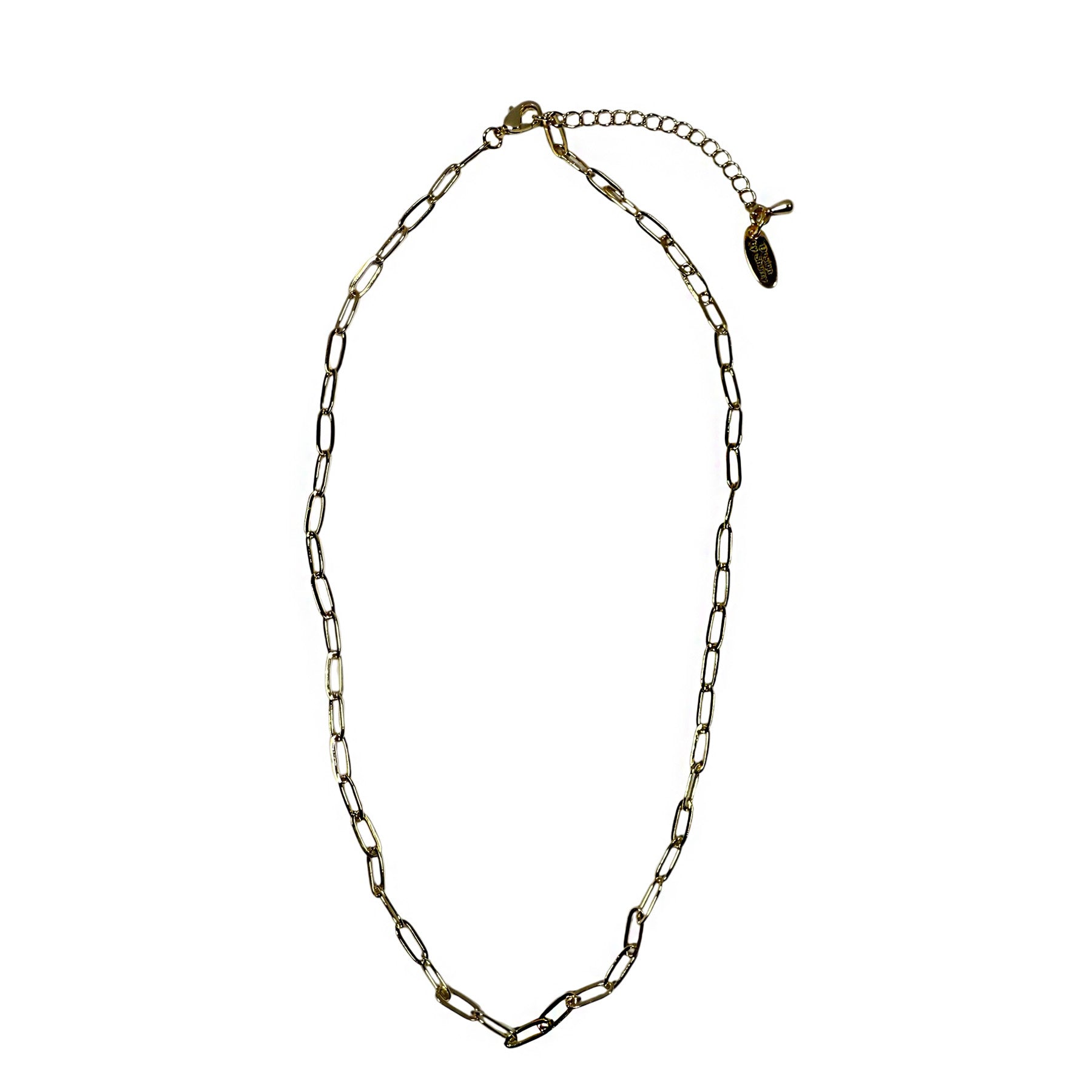 GOLD PAPER CLIP CHAIN 15" NECKLACE