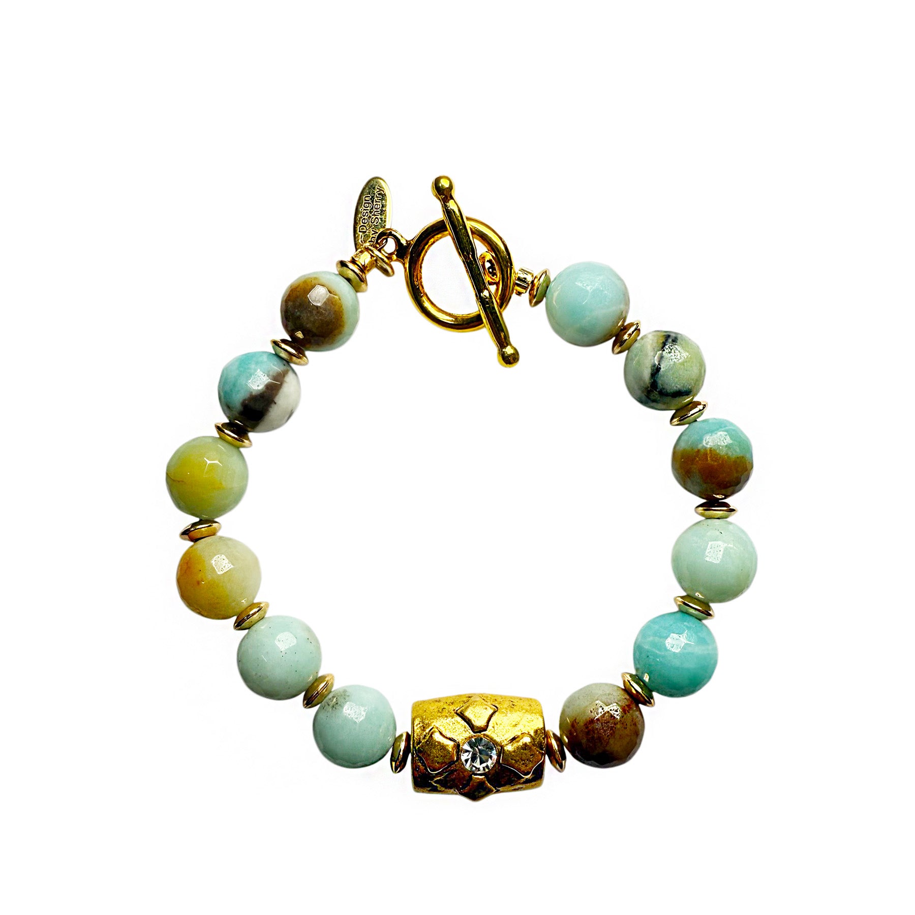 AMAZONITE AND 12K GOLD BRACELET