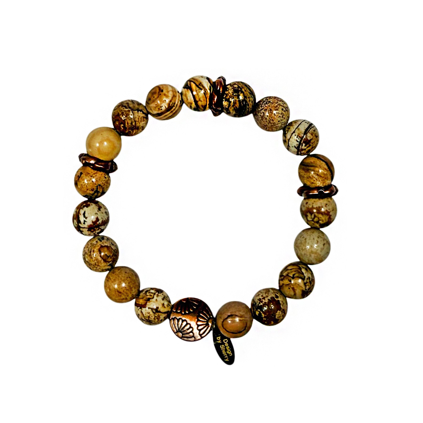 MEN'S JASPER AND COPPER STRETCH BRACELET