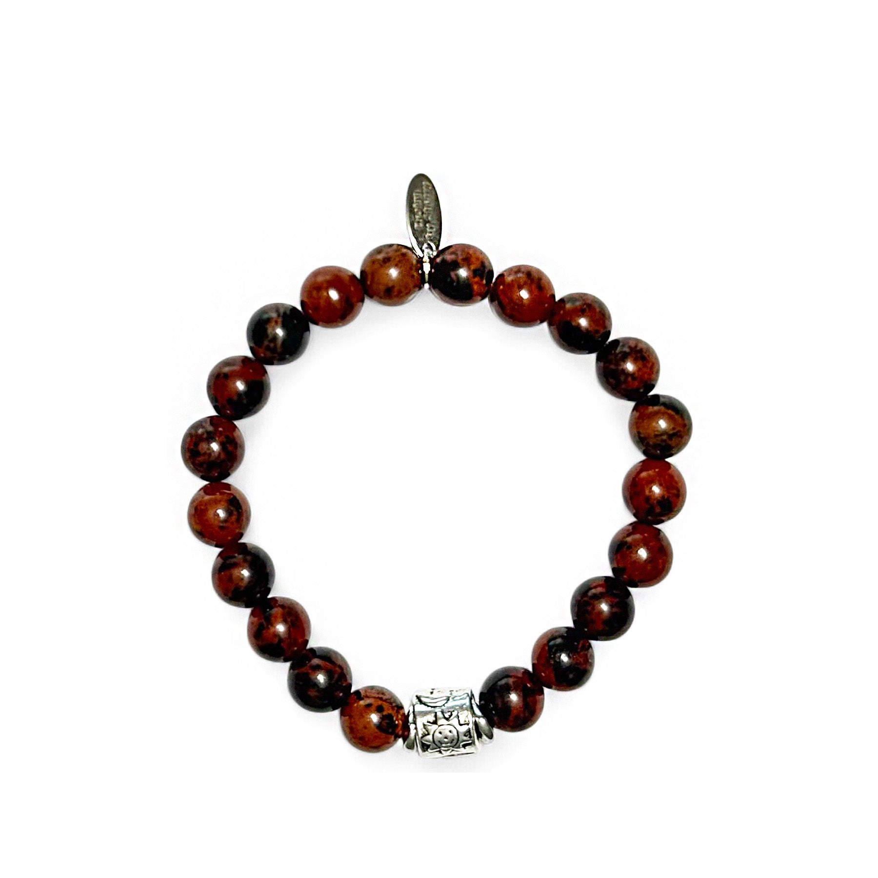 MEN'S MAHOGANY OBSIDIAN BRACELET WITH SILVER