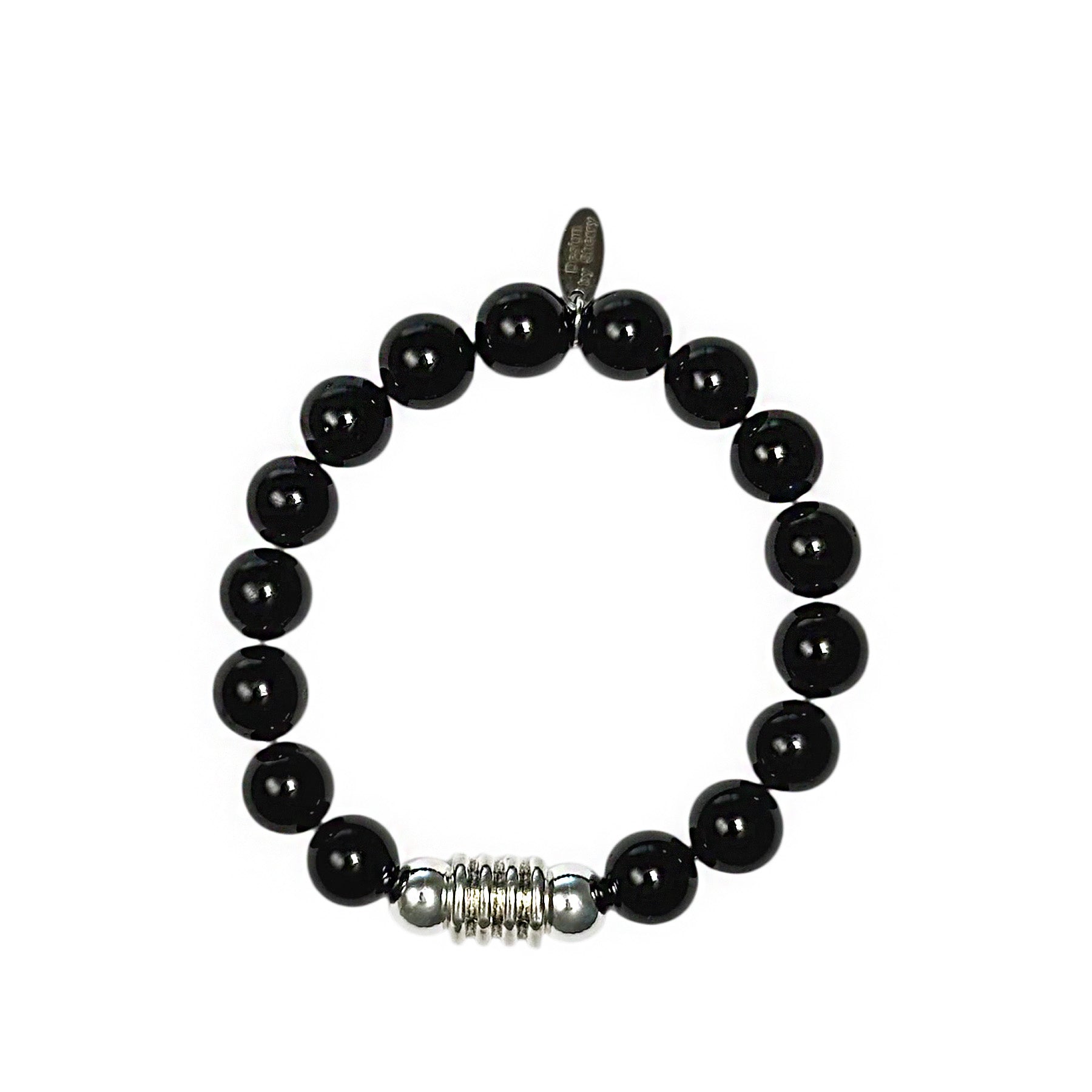 MEN'S OBSIDIAN WITH SILVER ACCENTS BRACELET