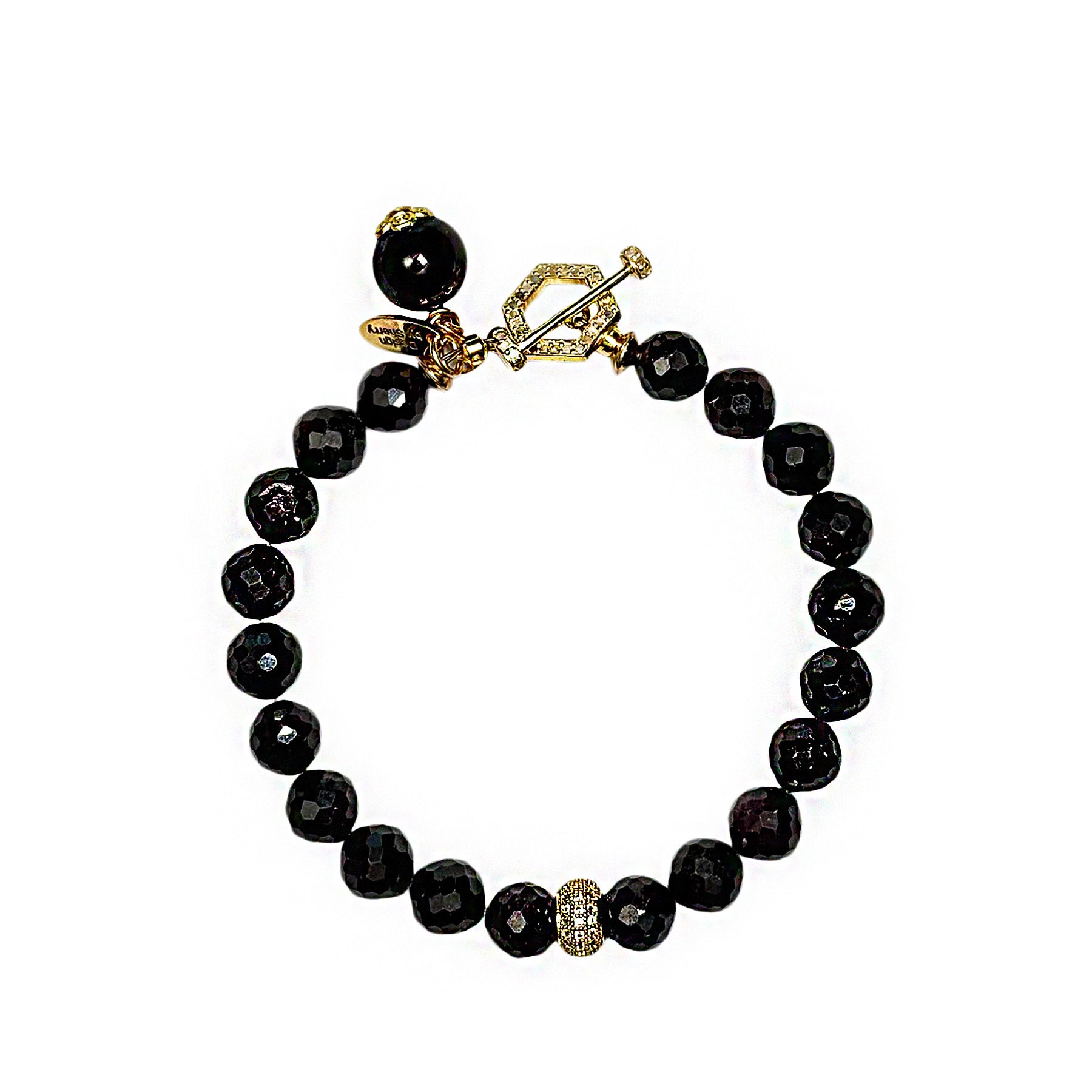 GARNET BRACELET WITH 12K GARNET CHARM