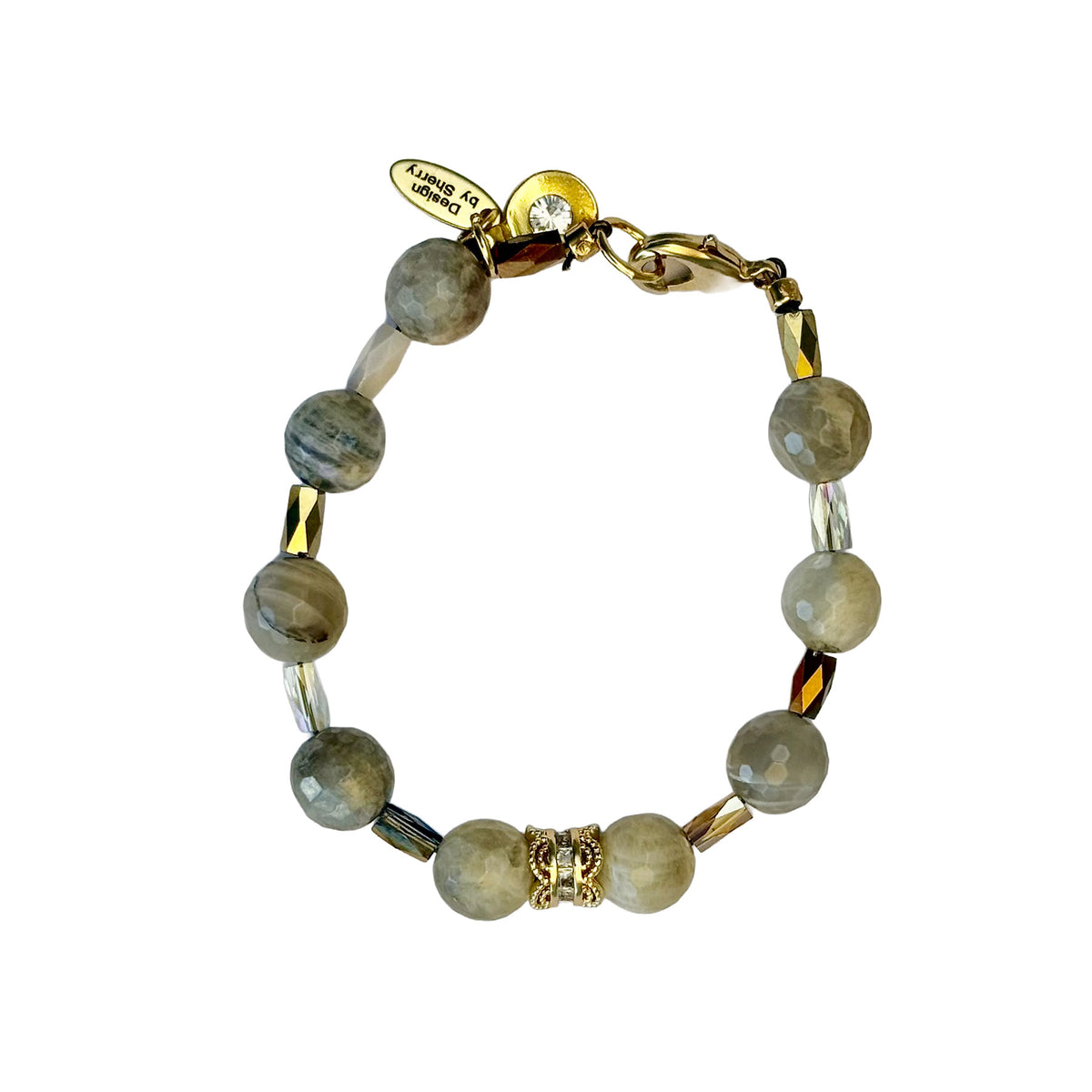 MOONSTONE & GOLD BRACELET WITH 12K GOLD CHARM