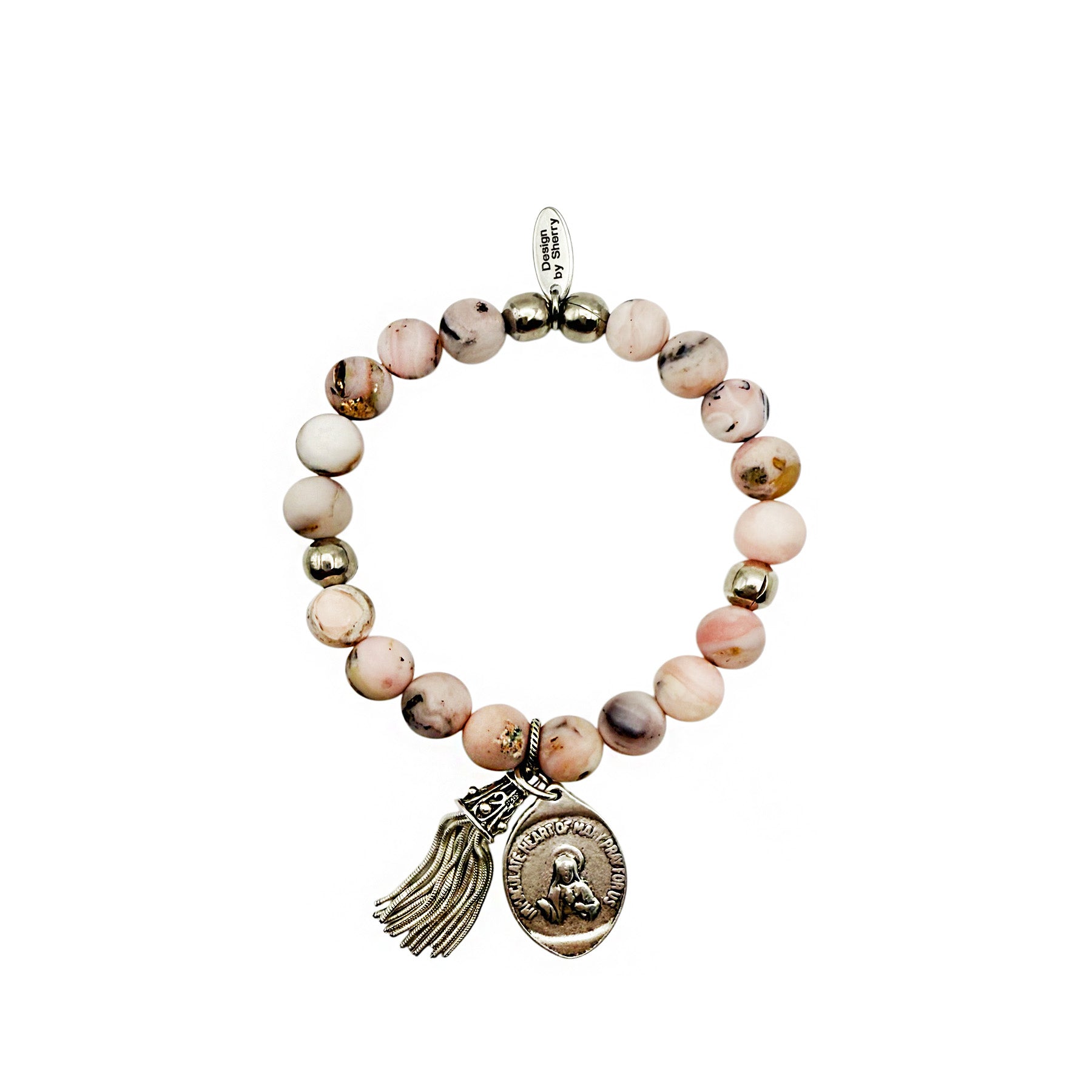 PINK OPAL AND SILVER BRACELET