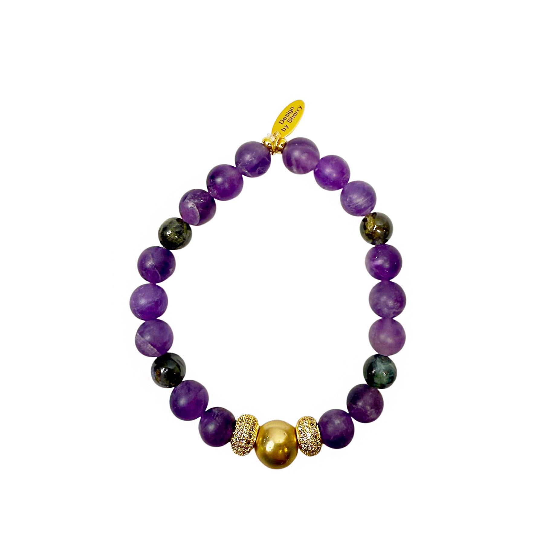 AMETHYST, HEMATITE & IOLITE WITH 12K GOLD VIOLET FLAME PROTECTION BRACELET