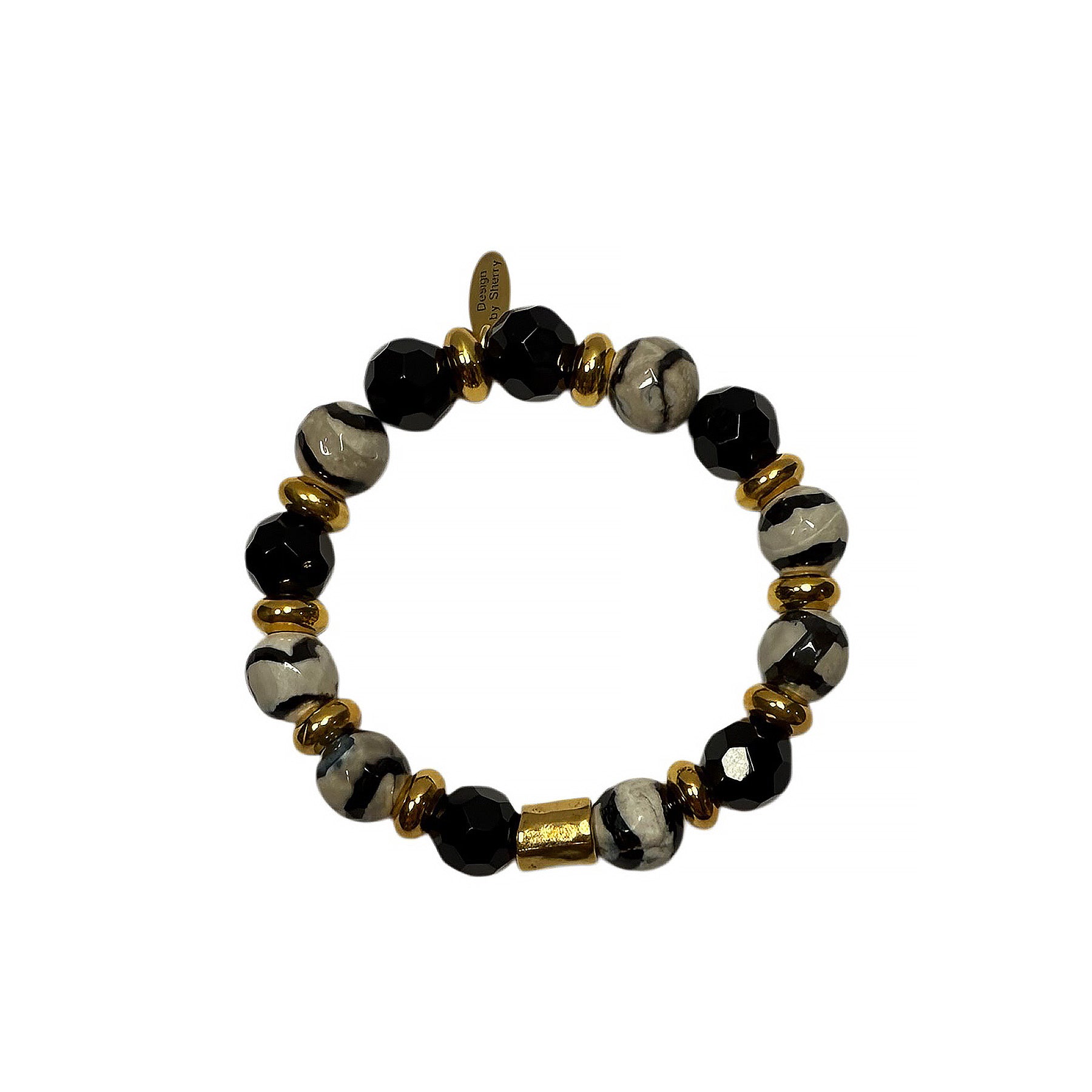 ZEBRA JASPER AND BLACK TOURMALINE BRACELET
