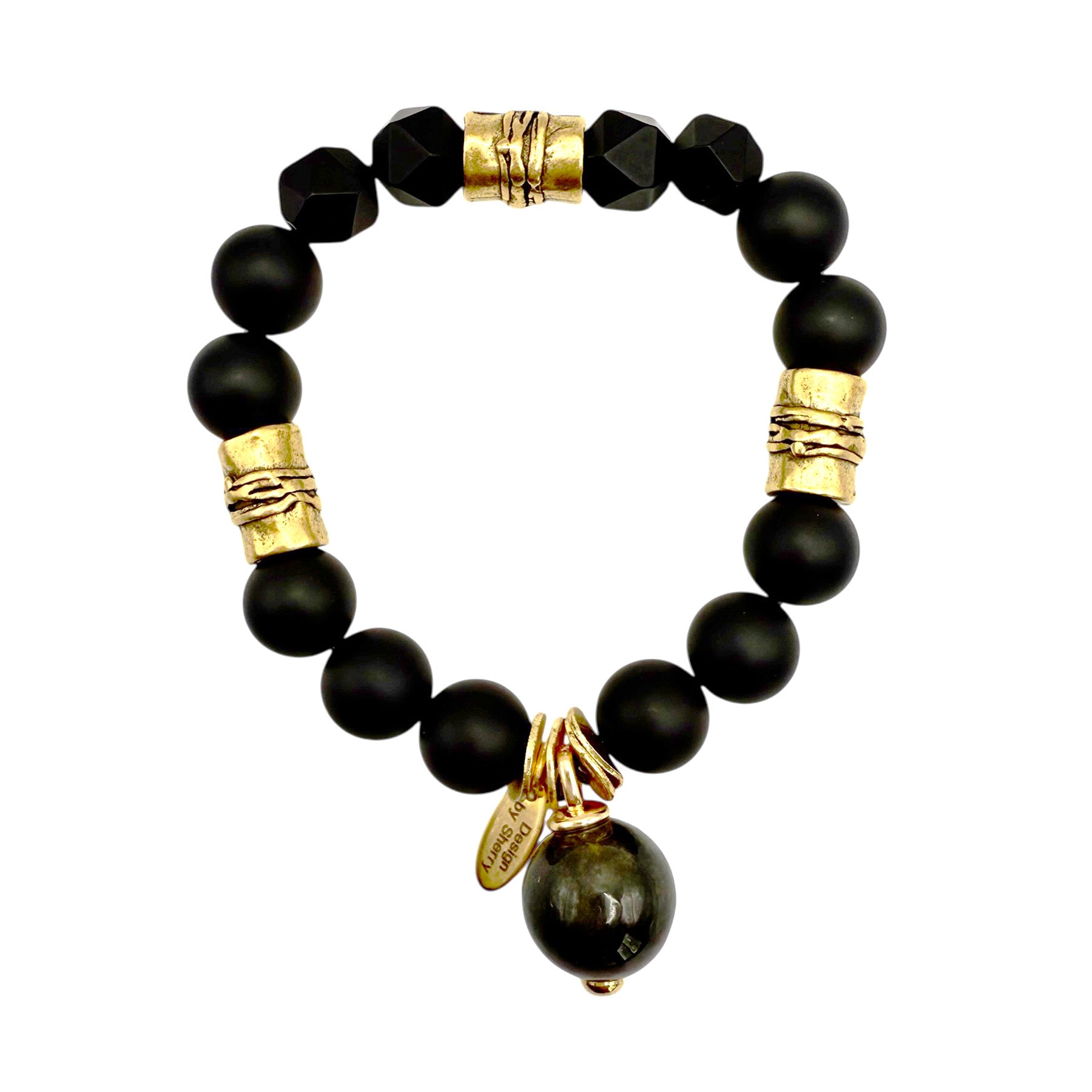 BLACK ONYX WITH 12K  BRACELET