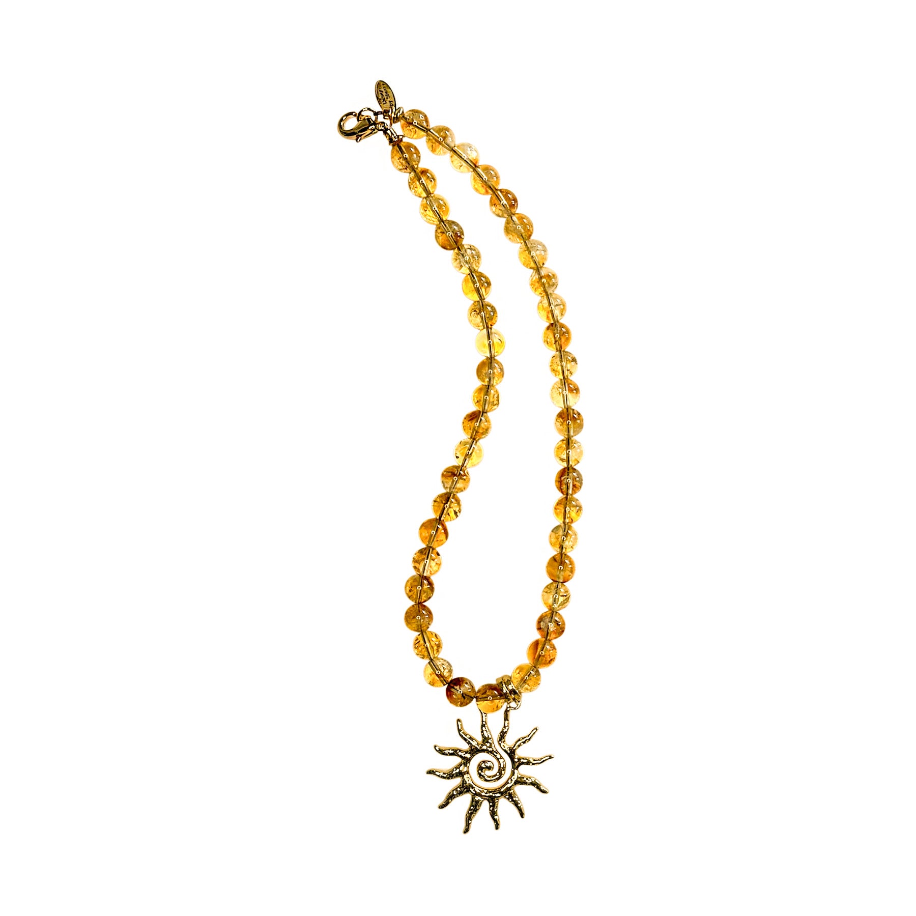 Citrine with 12K Gold Sun Pendant 16" Necklace