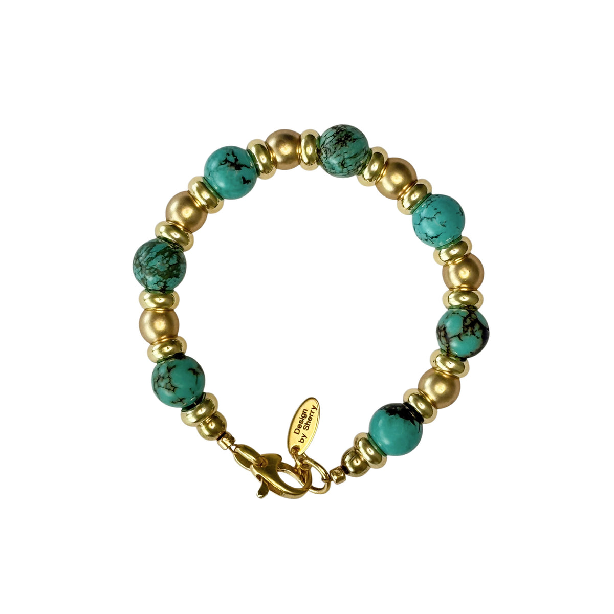 TURQUOISE & 18K GOLD BRACELET