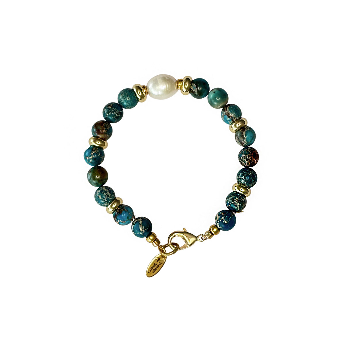IMPERIAL JASPER & AND 12K GOLD WITH CULTURED PEARL