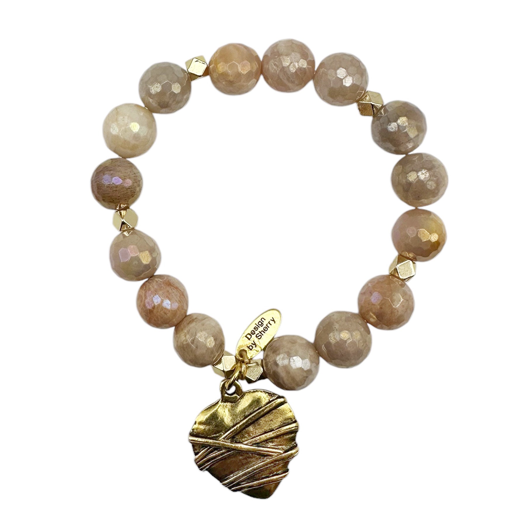 SUNSTONE BRACELET WITH GOLD CHARM