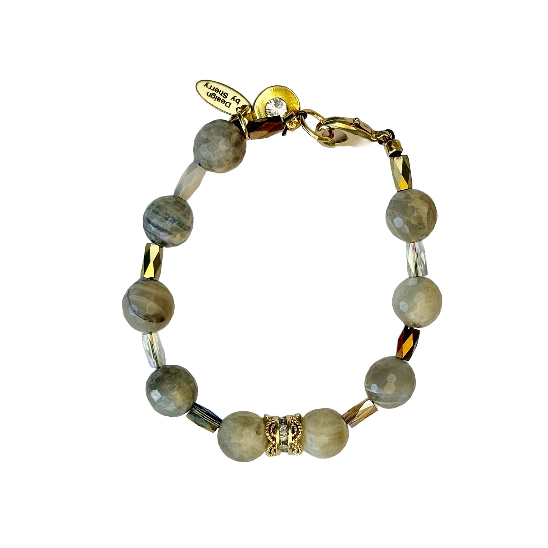 MOONSTONE & GOLD BRACELET WITH 12K GOLD CHARM