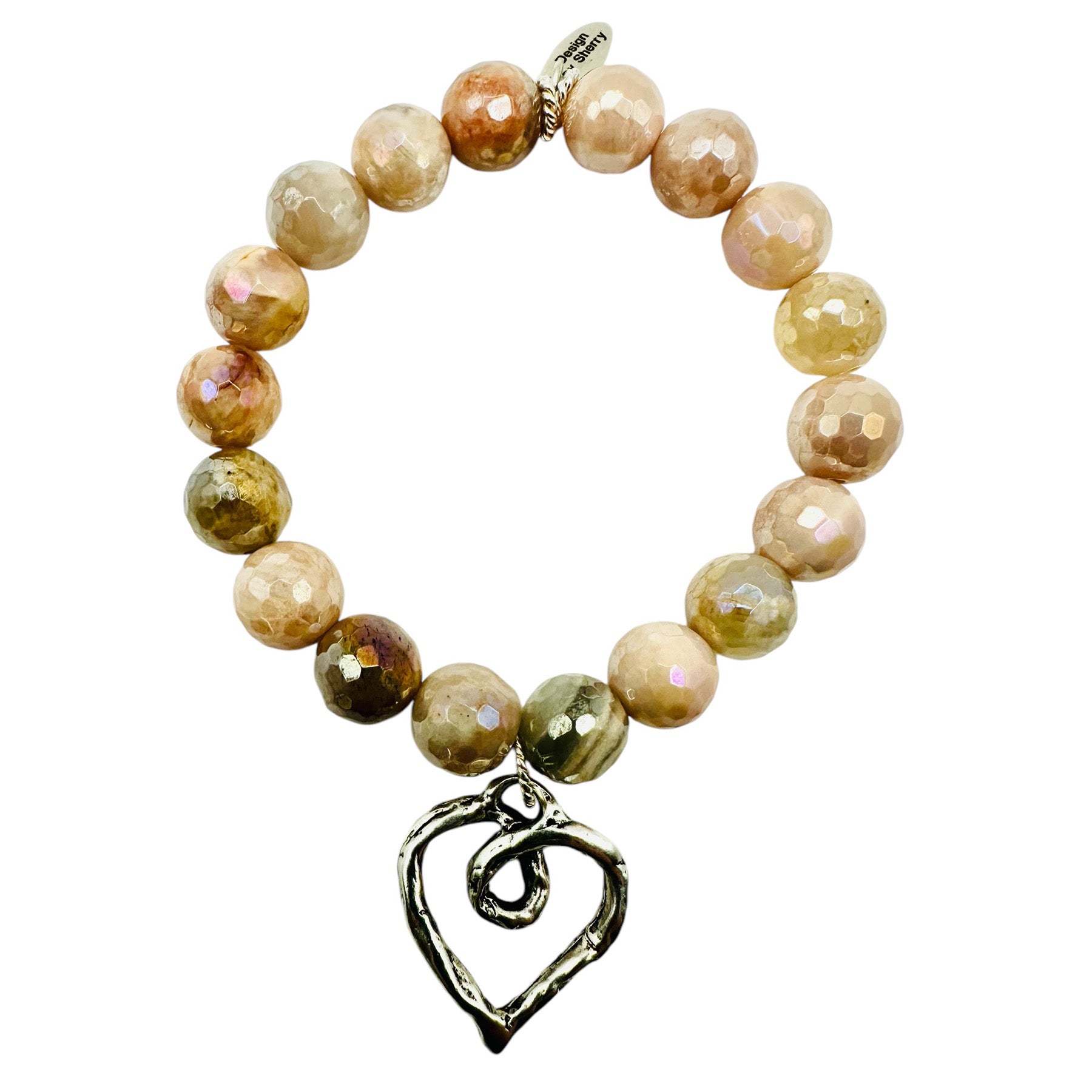 SUNSTONE BRACELET WITH SILVER CHARM