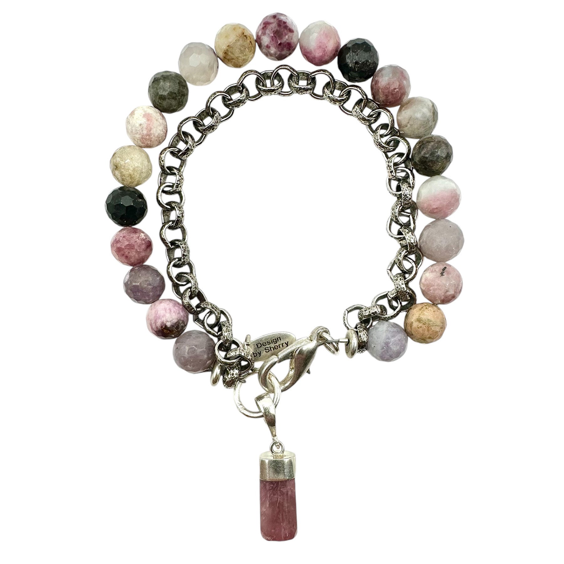 TOURMALINE WITH SILVER CHAIN BRACELET