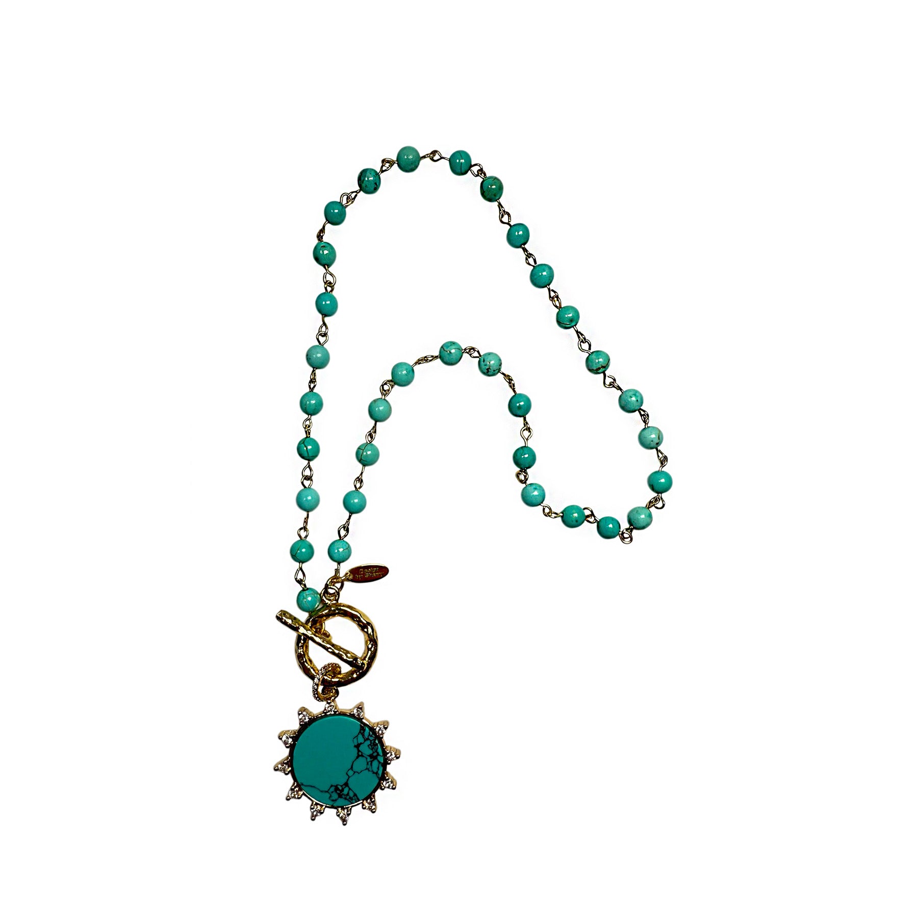 TURQUOISE  ACCENTED WITH 12K GOLD 16' NECKLACE