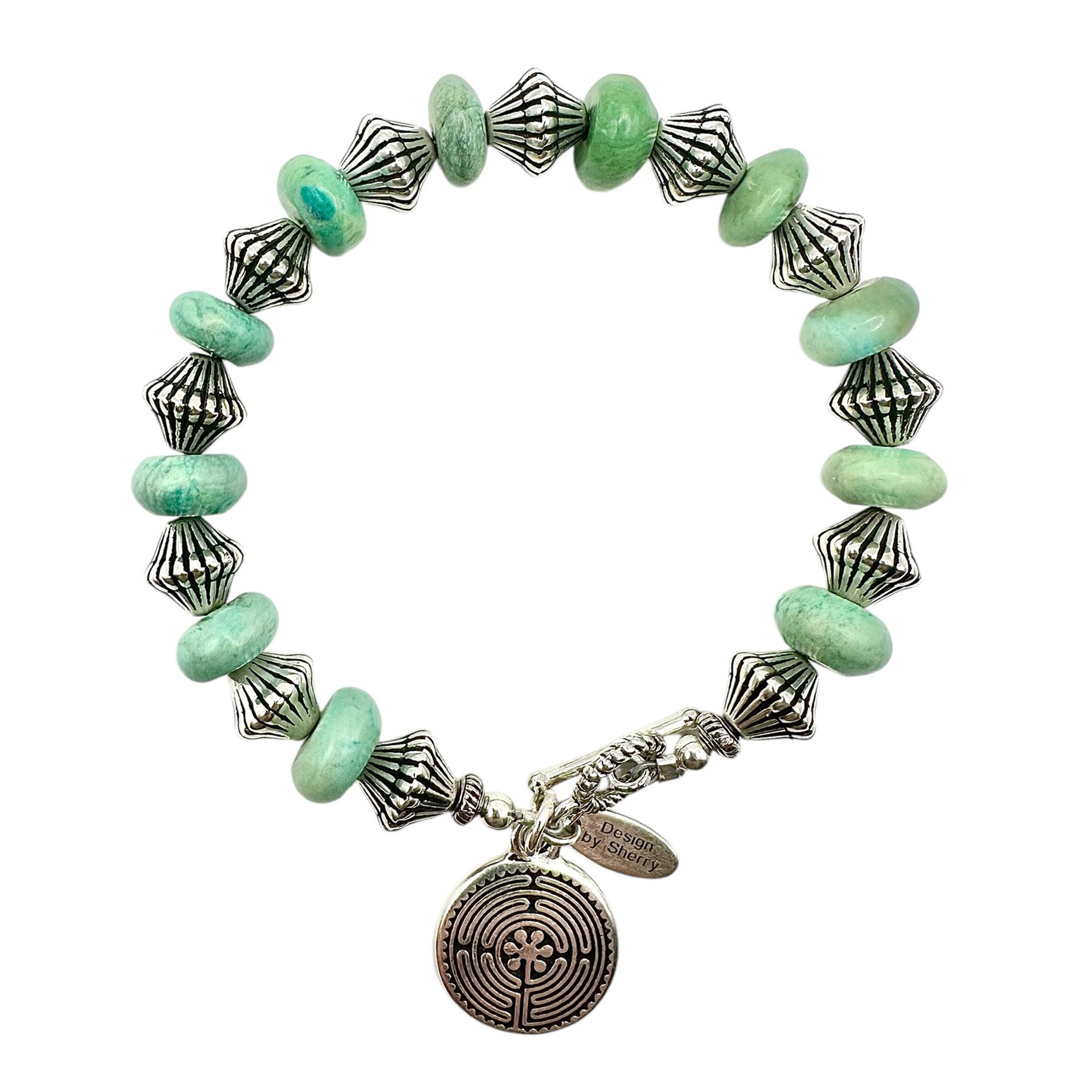 TURQUOISE BRACELET WITH SILVER CHARM